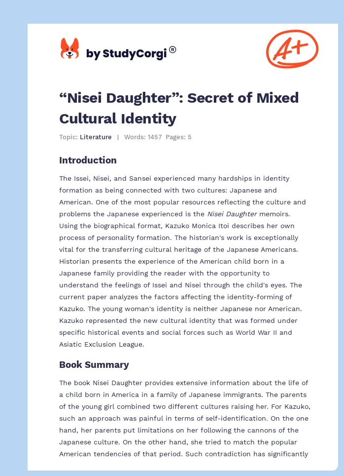 “Nisei Daughter”: Secret of Mixed Cultural Identity. Page 1