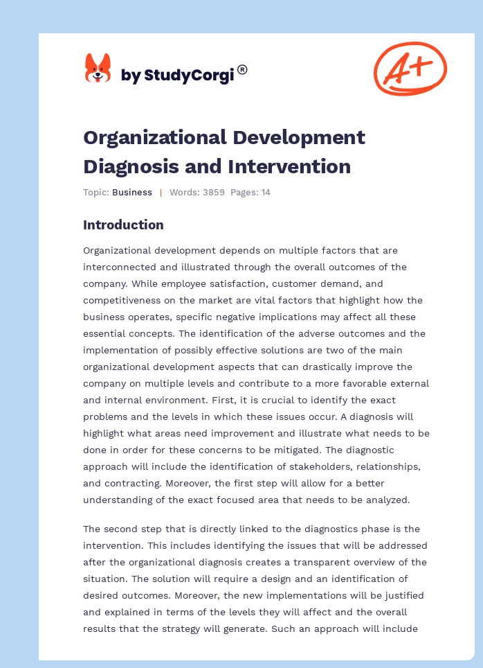 Organizational Development Diagnosis and Intervention. Page 1