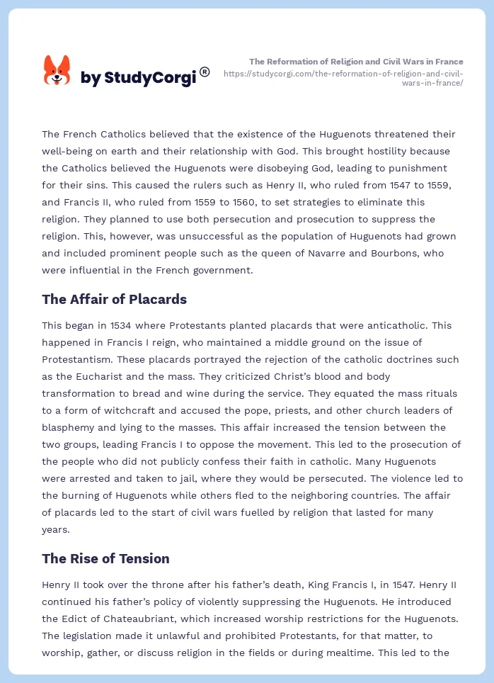 The Reformation of Religion and Civil Wars in France. Page 2