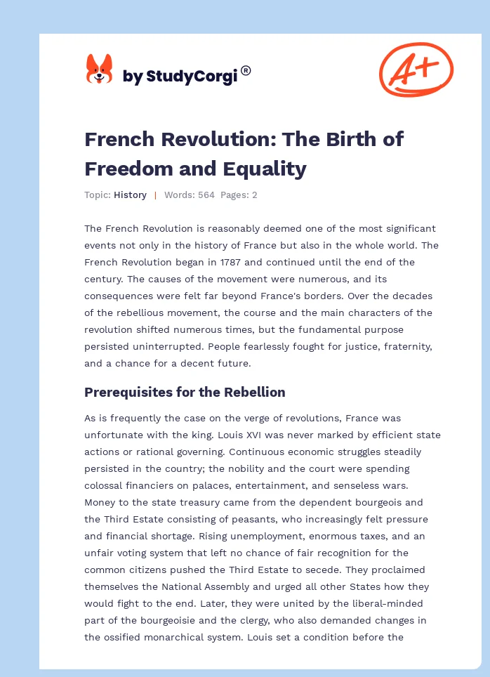 French Revolution: The Birth of Freedom and Equality. Page 1