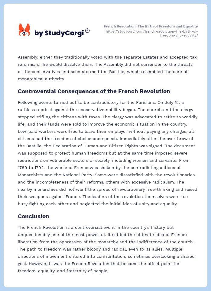 French Revolution: The Birth of Freedom and Equality. Page 2