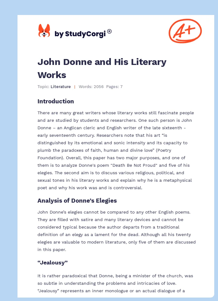 John Donne and His Literary Works. Page 1