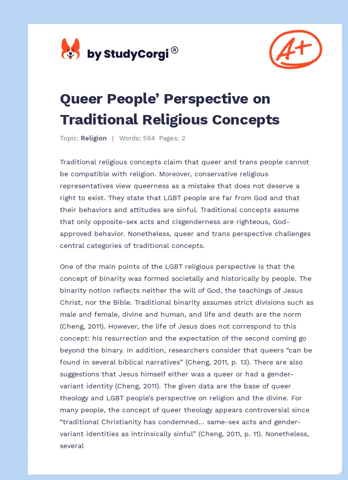 Queer People’ Perspective on Traditional Religious Concepts. Page 1