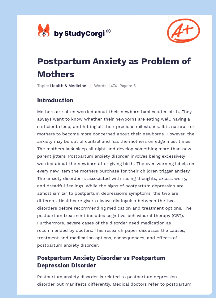 Postpartum Anxiety as Problem of Mothers. Page 1
