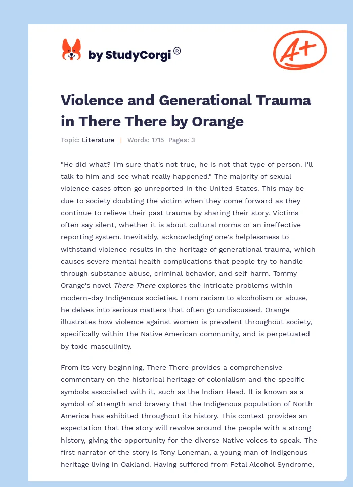 Violence and Generational Trauma in There There by Orange. Page 1