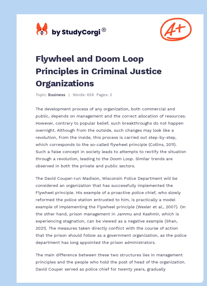 Flywheel and Doom Loop Principles in Criminal Justice Organizations. Page 1
