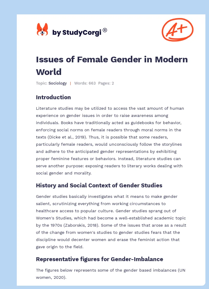Issues of Female Gender in Modern World. Page 1