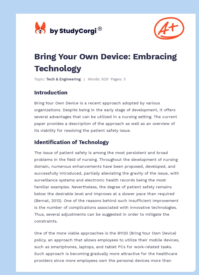 Bring Your Own Device: Embracing Technology. Page 1