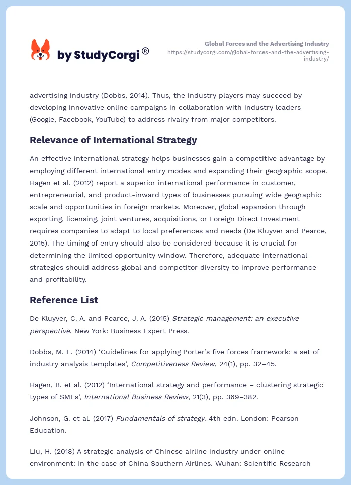 Global Forces and the Advertising Industry. Page 2