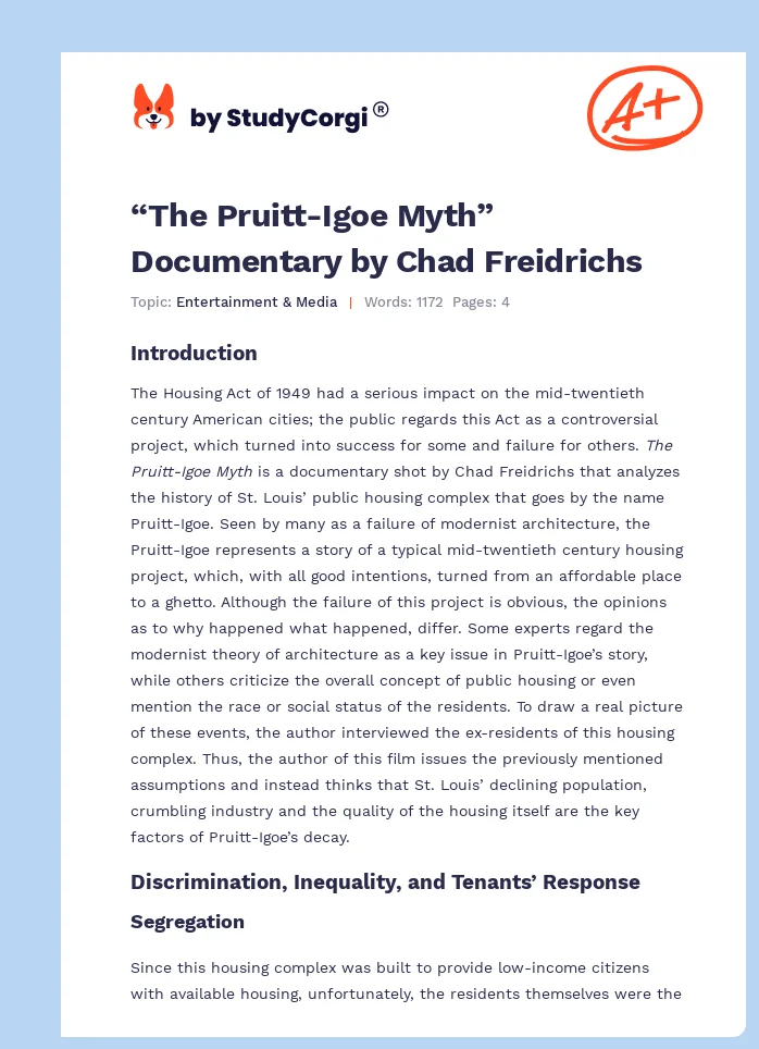 “The Pruitt-Igoe Myth” Documentary by Chad Freidrichs. Page 1