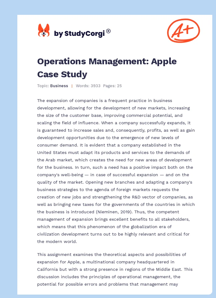 Operations Management: Apple Case Study. Page 1