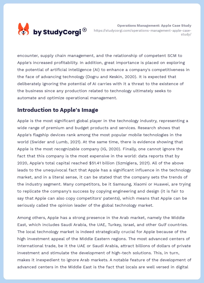 Operations Management: Apple Case Study. Page 2