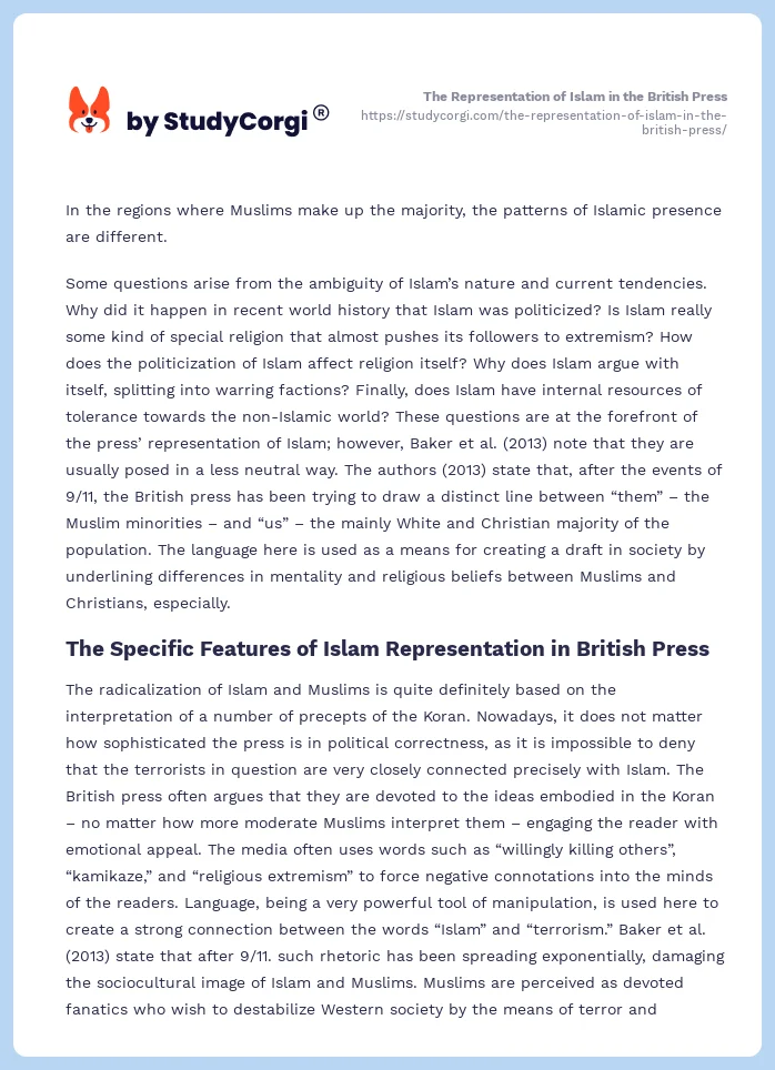 The Representation of Islam in the British Press. Page 2