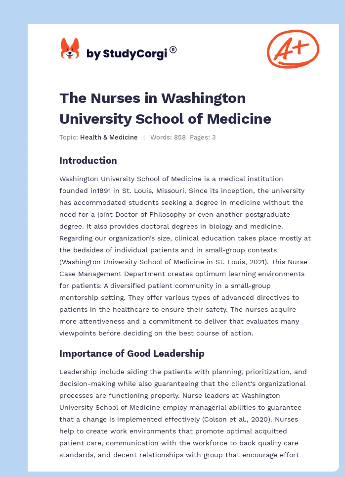 The Nurses in Washington University School of Medicine. Page 1