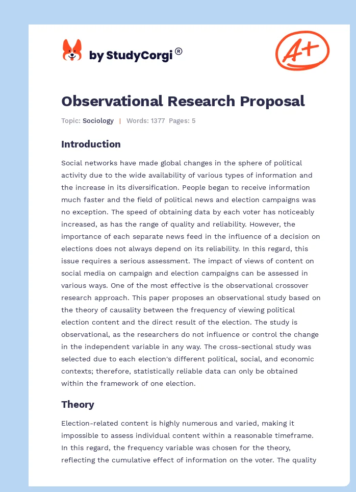 Observational Research Proposal. Page 1