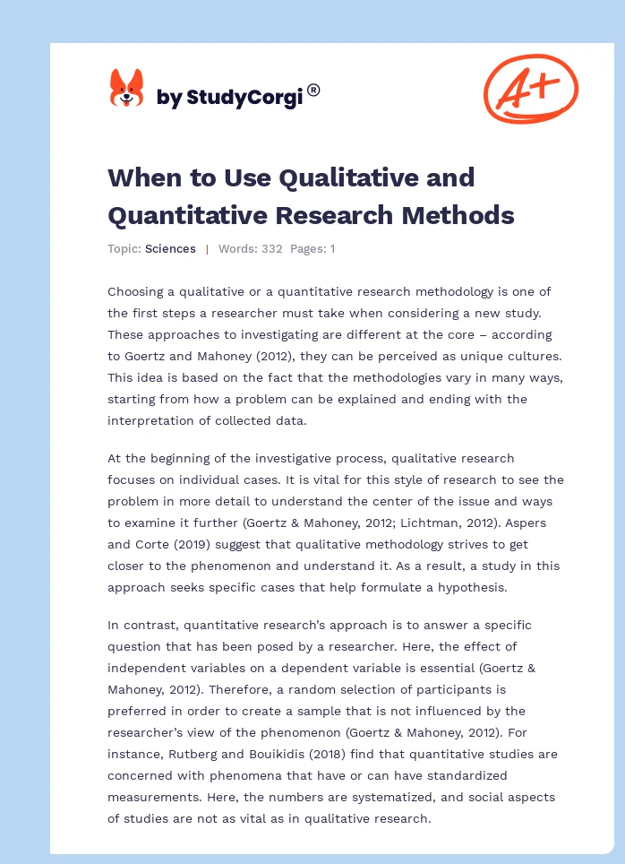 Qualitative and Quantitative Research. Page 1
