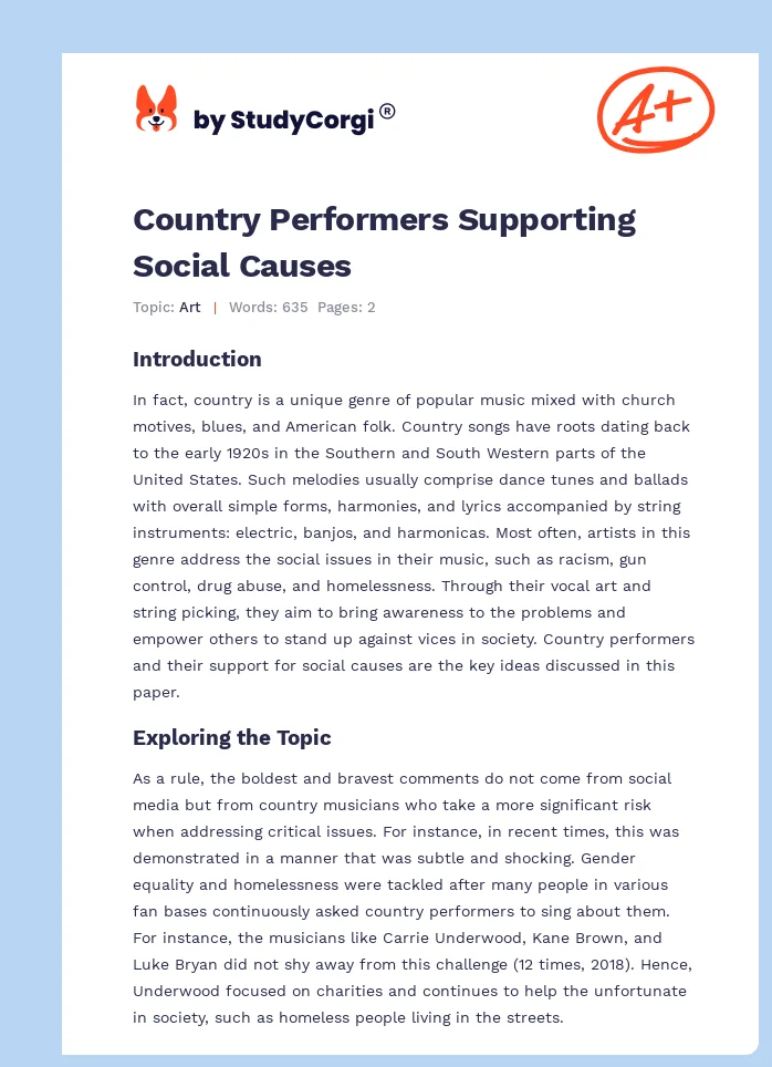 Country Performers Supporting Social Causes. Page 1