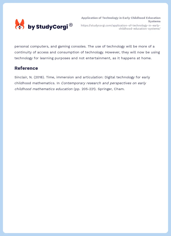 Application of Technology in Early Childhood Education Systems. Page 2