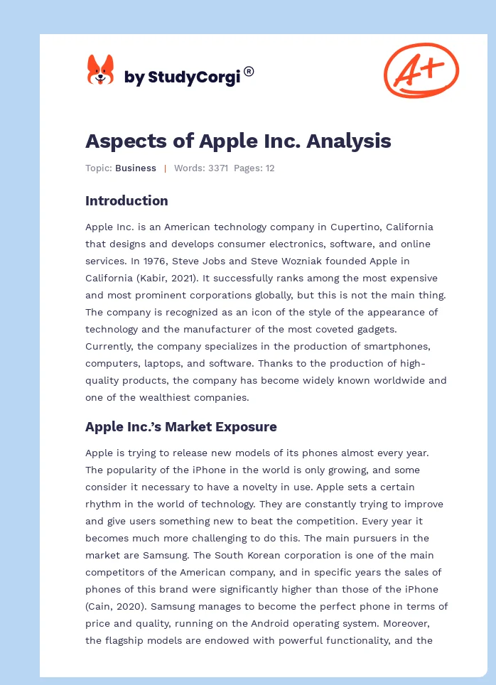Aspects of Apple Inc. Analysis. Page 1