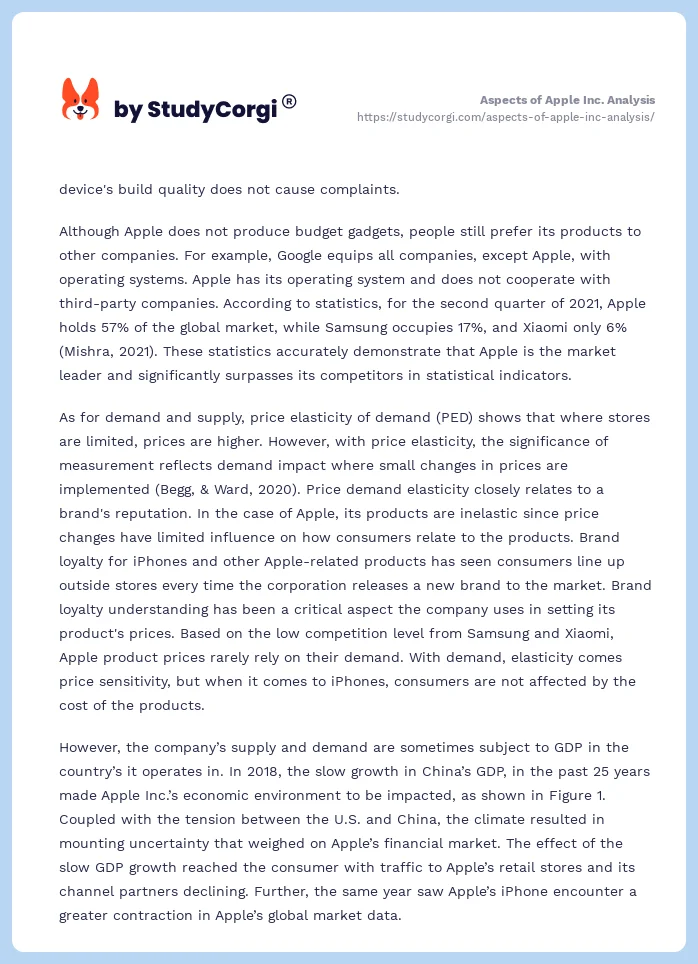 Aspects of Apple Inc. Analysis. Page 2
