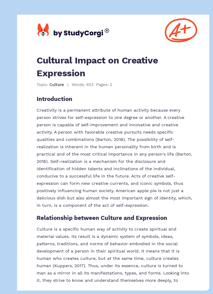 Cultural Impact on Creative Expression. Page 1
