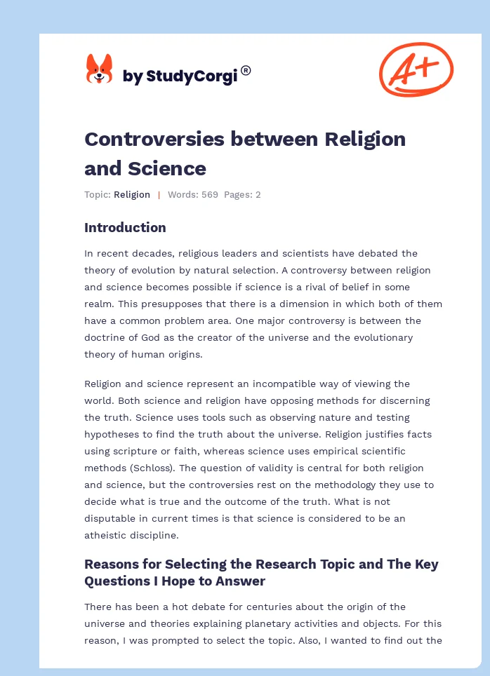 Controversies between Religion and Science. Page 1