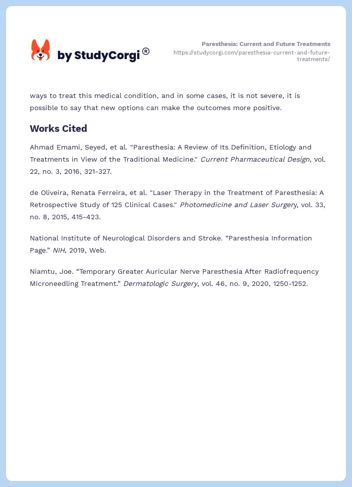 Paresthesia: Current and Future Treatments. Page 2