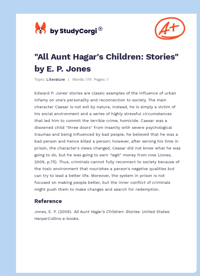 "All Aunt Hagar's Children: Stories" by E. P. Jones. Page 1