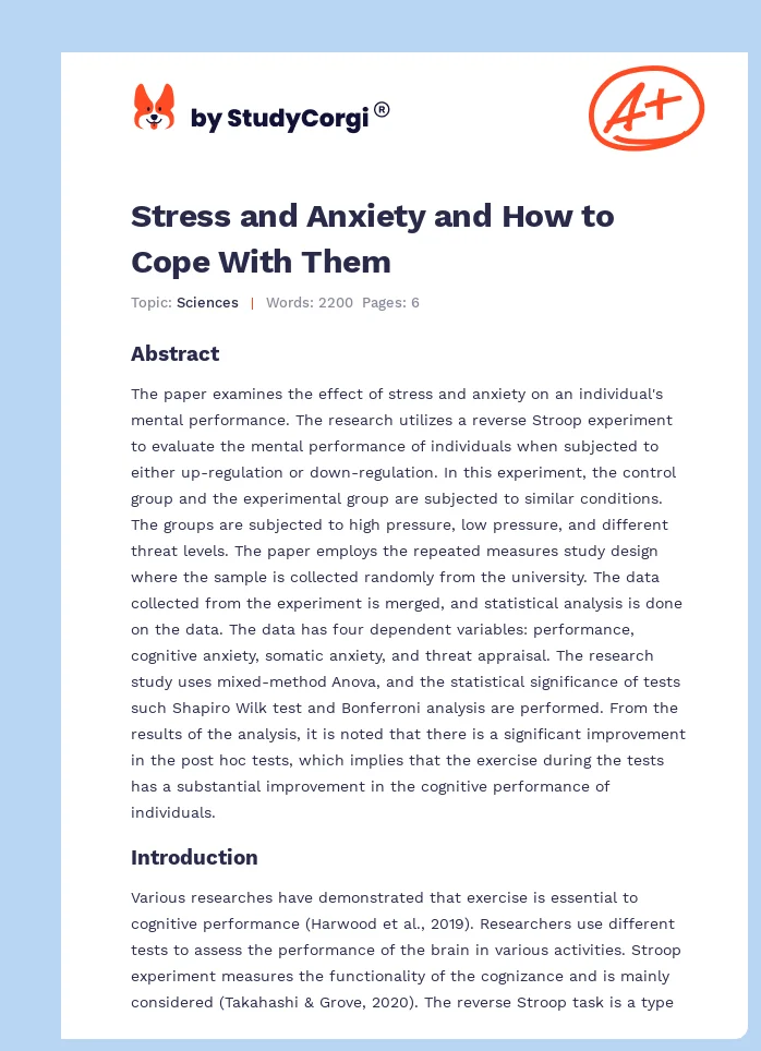 Stress and Anxiety and How to Cope With Them. Page 1