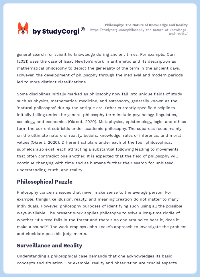 Philosophy: The Nature of Knowledge and Reality. Page 2