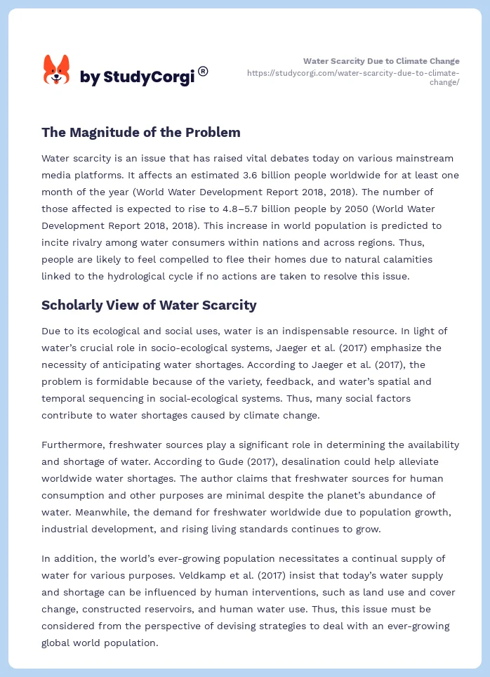 Water Scarcity Due to Climate Change. Page 2