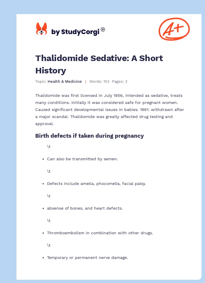 Thalidomide Sedative: A Short History. Page 1