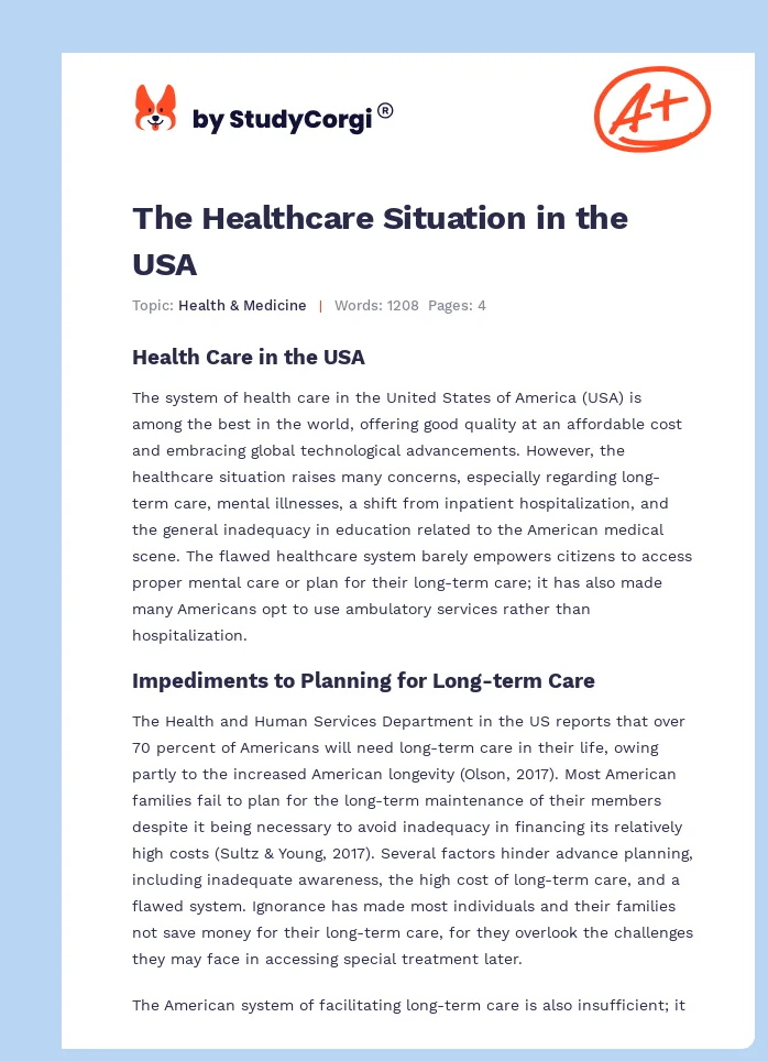 The Healthcare Situation in the USA. Page 1