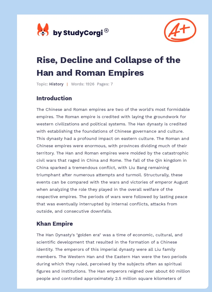 Rise, Decline and Collapse of the Han and Roman Empires. Page 1