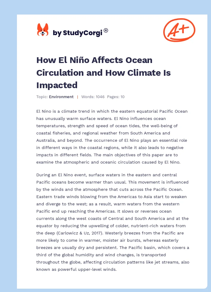 How El Niño Affects Ocean Circulation and How Climate Is Impacted. Page 1