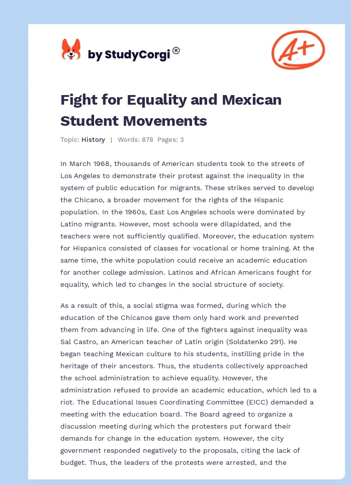 Fight for Equality and Mexican Student Movements. Page 1
