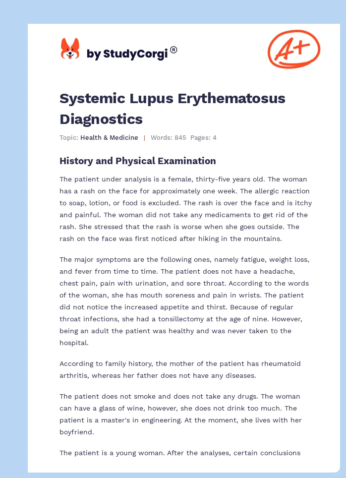 Systemic Lupus Erythematosus Diagnostics. Page 1