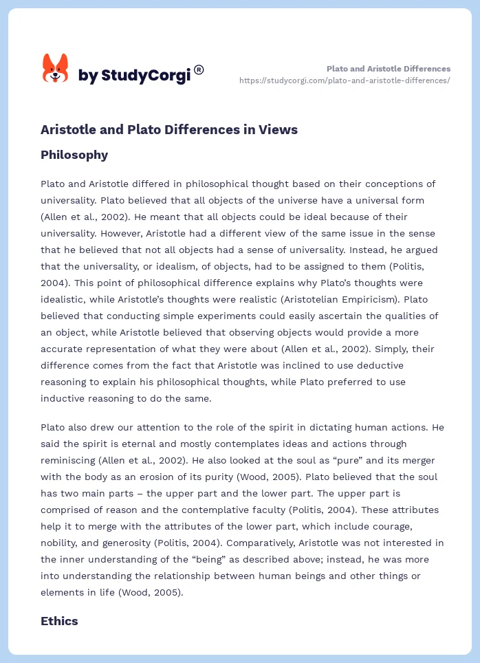Plato and Aristotle Differences. Page 2