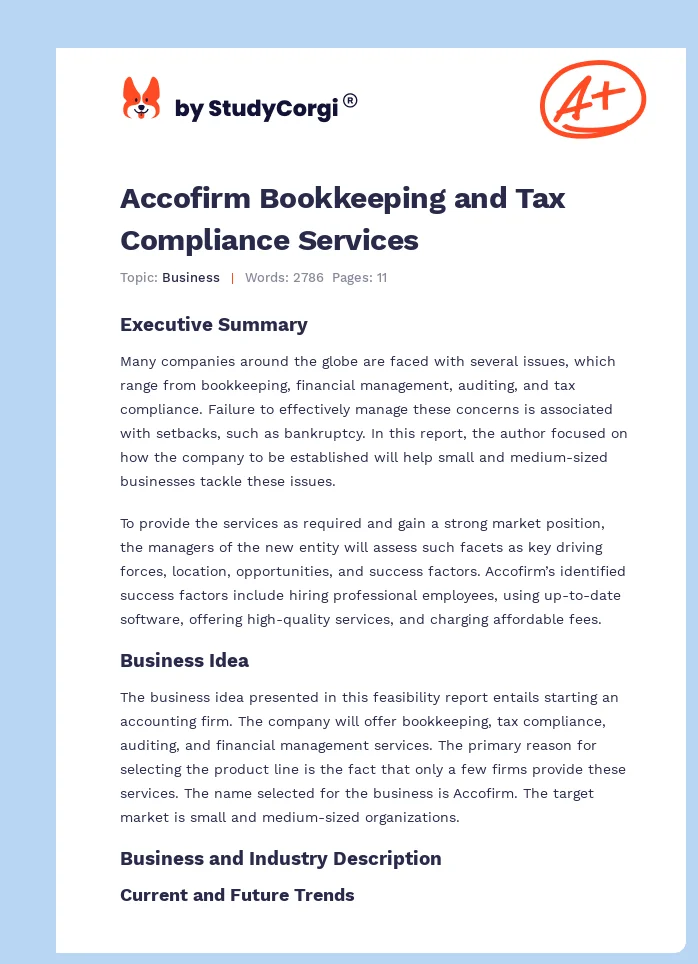 Accofirm Bookkeeping and Tax Compliance Services. Page 1
