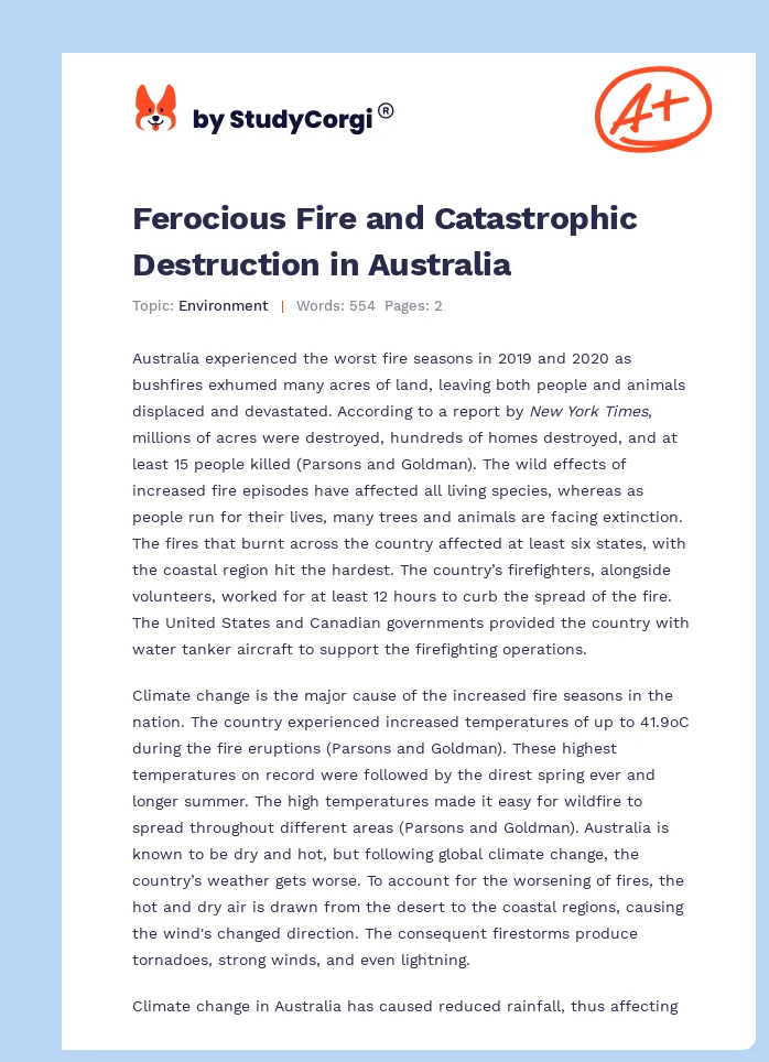 Ferocious Fire and Catastrophic Destruction in Australia. Page 1