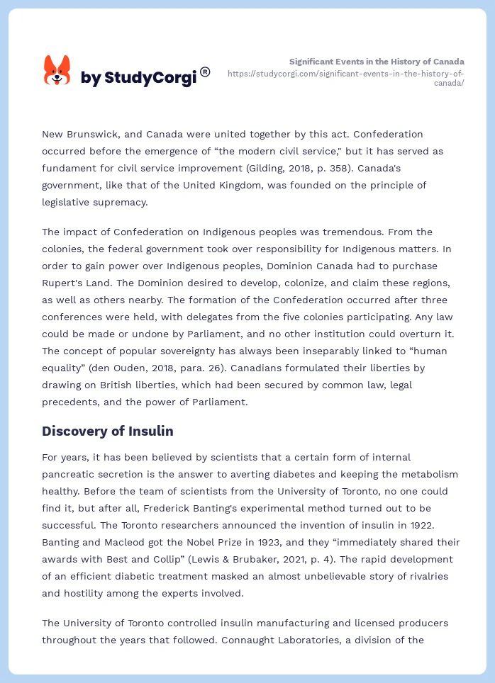 Significant Events in the History of Canada. Page 2