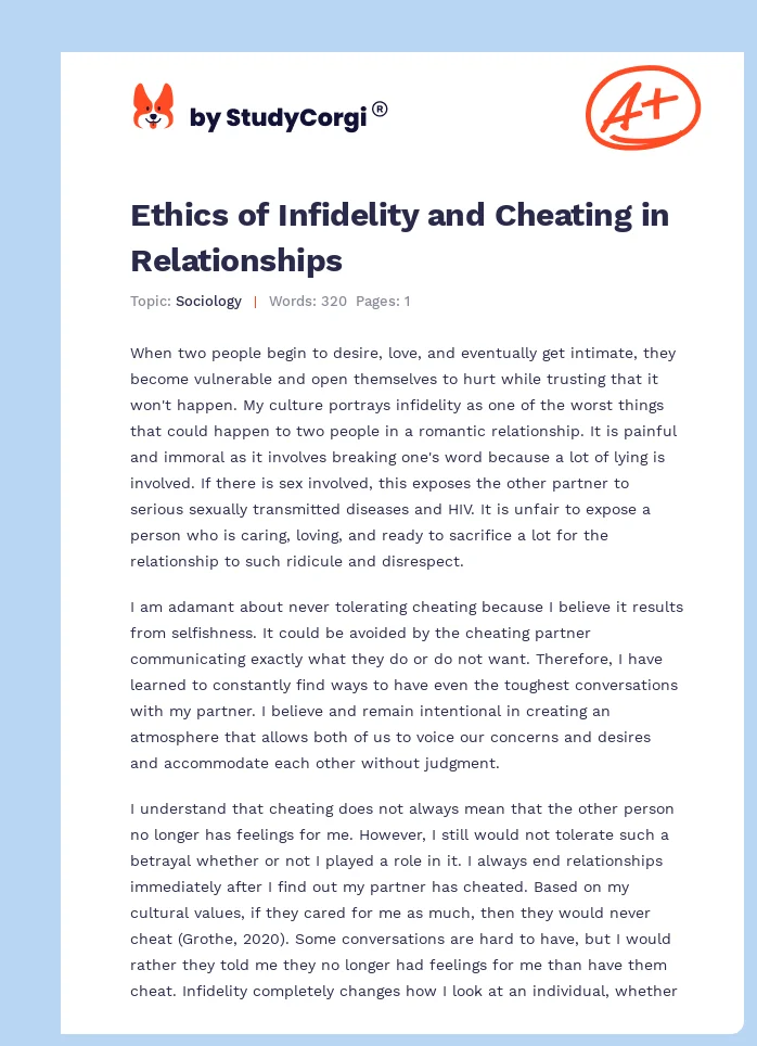 Ethics of Infidelity and Cheating in Relationships. Page 1