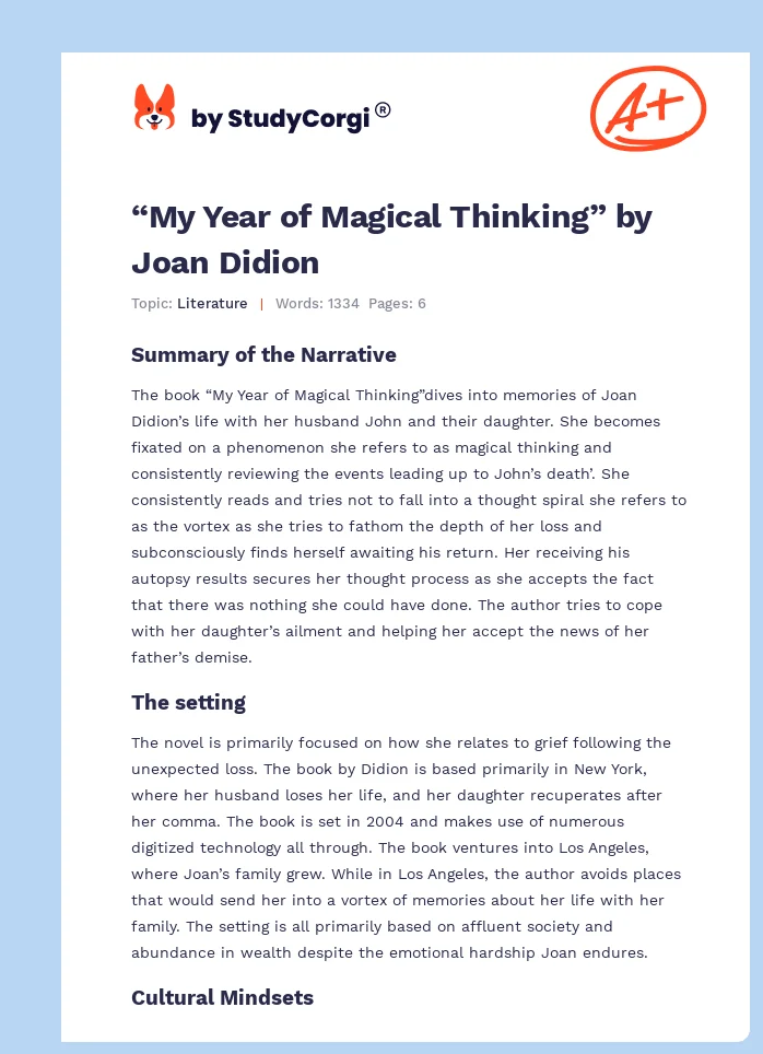 “My Year of Magical Thinking” by Joan Didion. Page 1