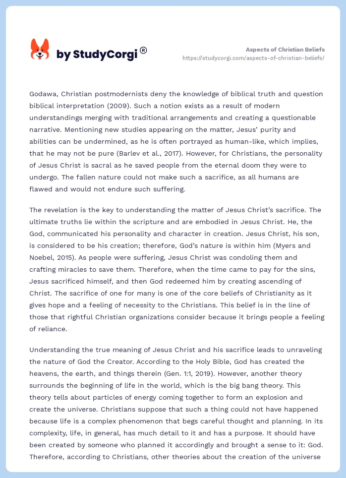 Aspects of Christian Beliefs. Page 2