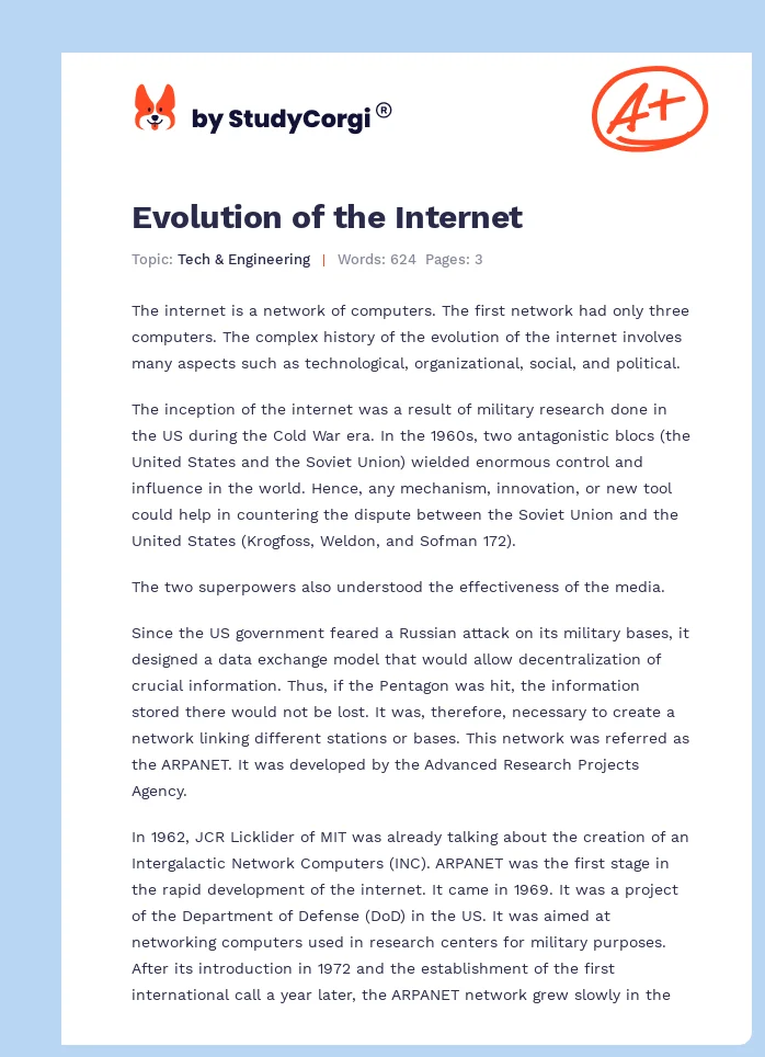 Evolution of the Internet. Page 1