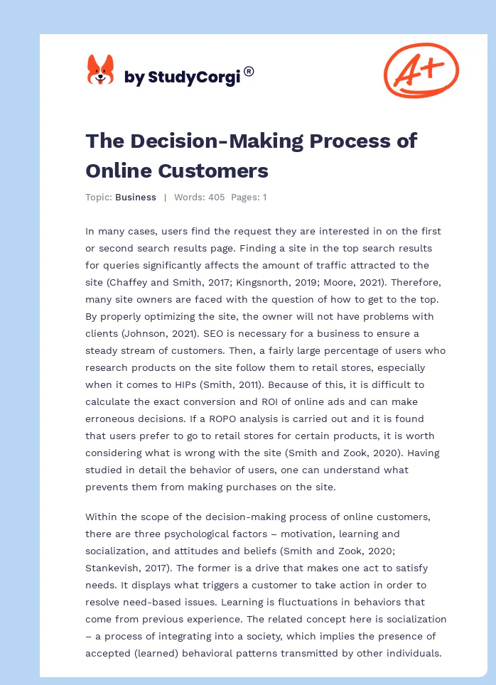The Decision-Making Process of Online Customers. Page 1