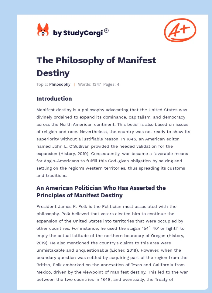 The Philosophy of Manifest Destiny. Page 1