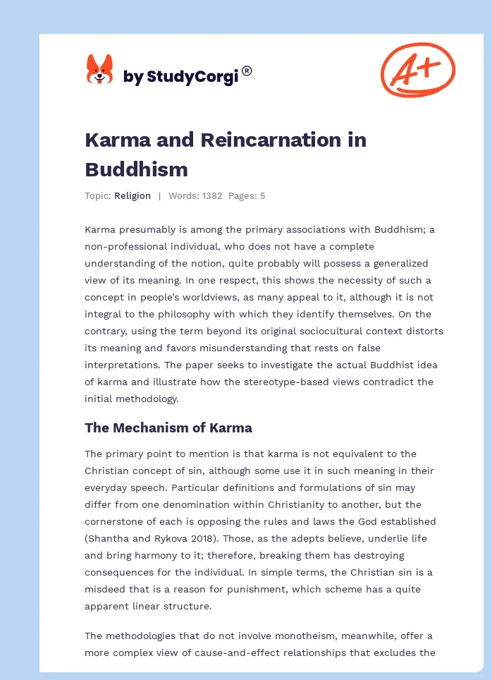 Karma and Reincarnation in Buddhism. Page 1