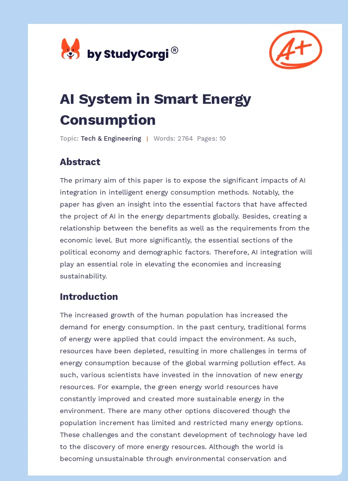 AI System in Smart Energy Consumption. Page 1