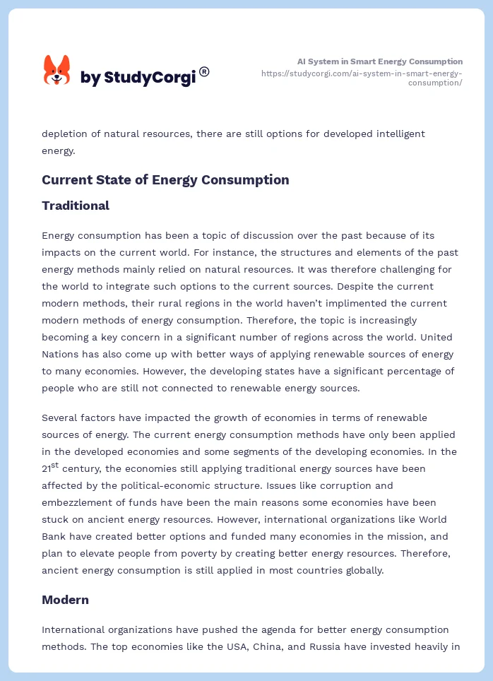 AI System in Smart Energy Consumption. Page 2